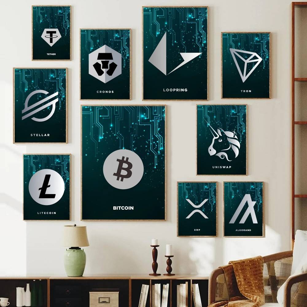 Office And Tech - Tech Circuit Crypto Symbol Poster Digital