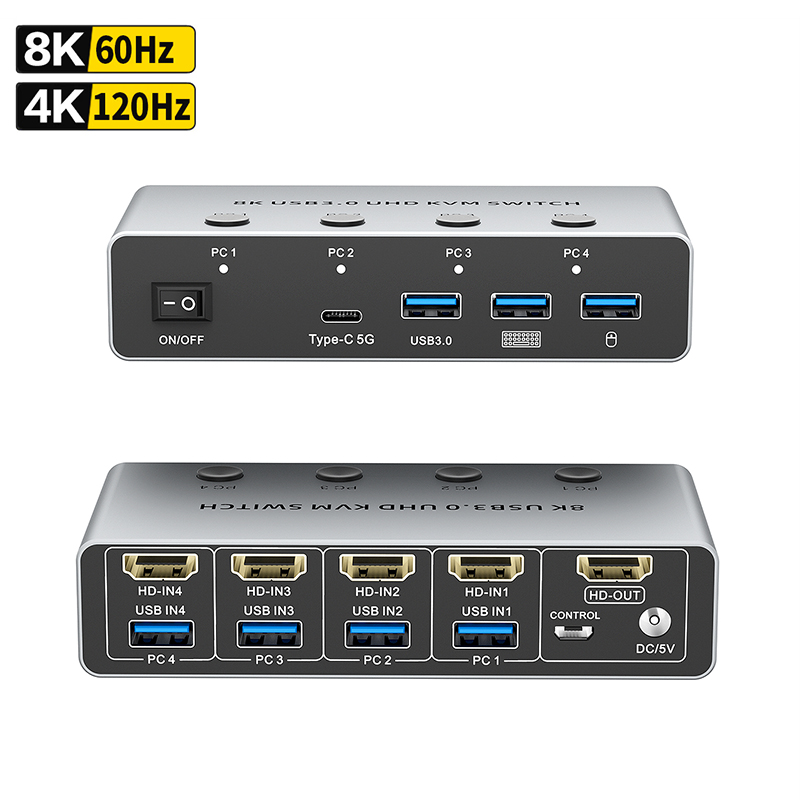 Hdmi Matrix Switch - 8K@60Hz HDMI KVM Switch 4 Computers