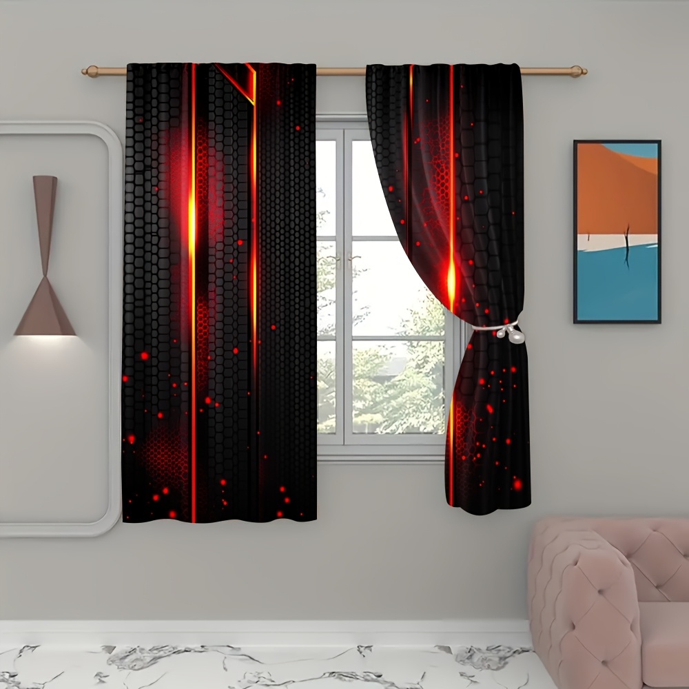 2pcs Lava Curtains Black Red C - Office And Tech review and price